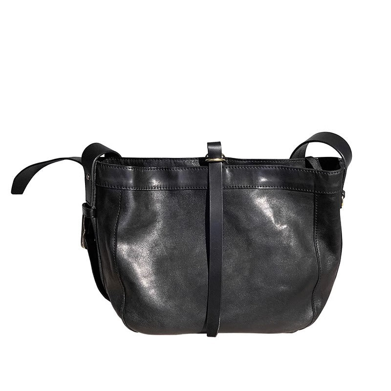 很拽的冷淡风~复古真皮单肩女包斜挎包休闲牛皮大包男女纯皮包潮