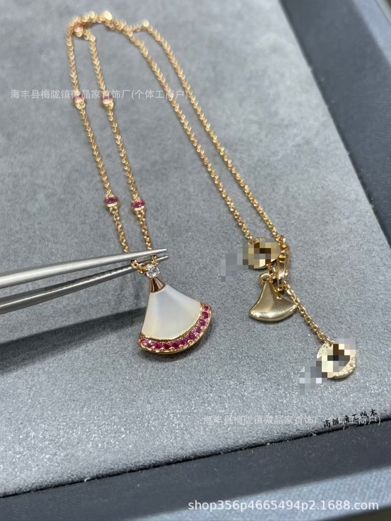 高版本Bao家小扇子项链精工CNC白贝小裙子项链S925银镀18k厚金