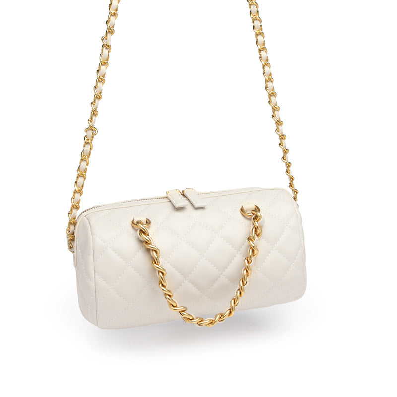 今年流行小众菱格链条枕头包夏季新款手提斜挎包网红爆款圆筒包女