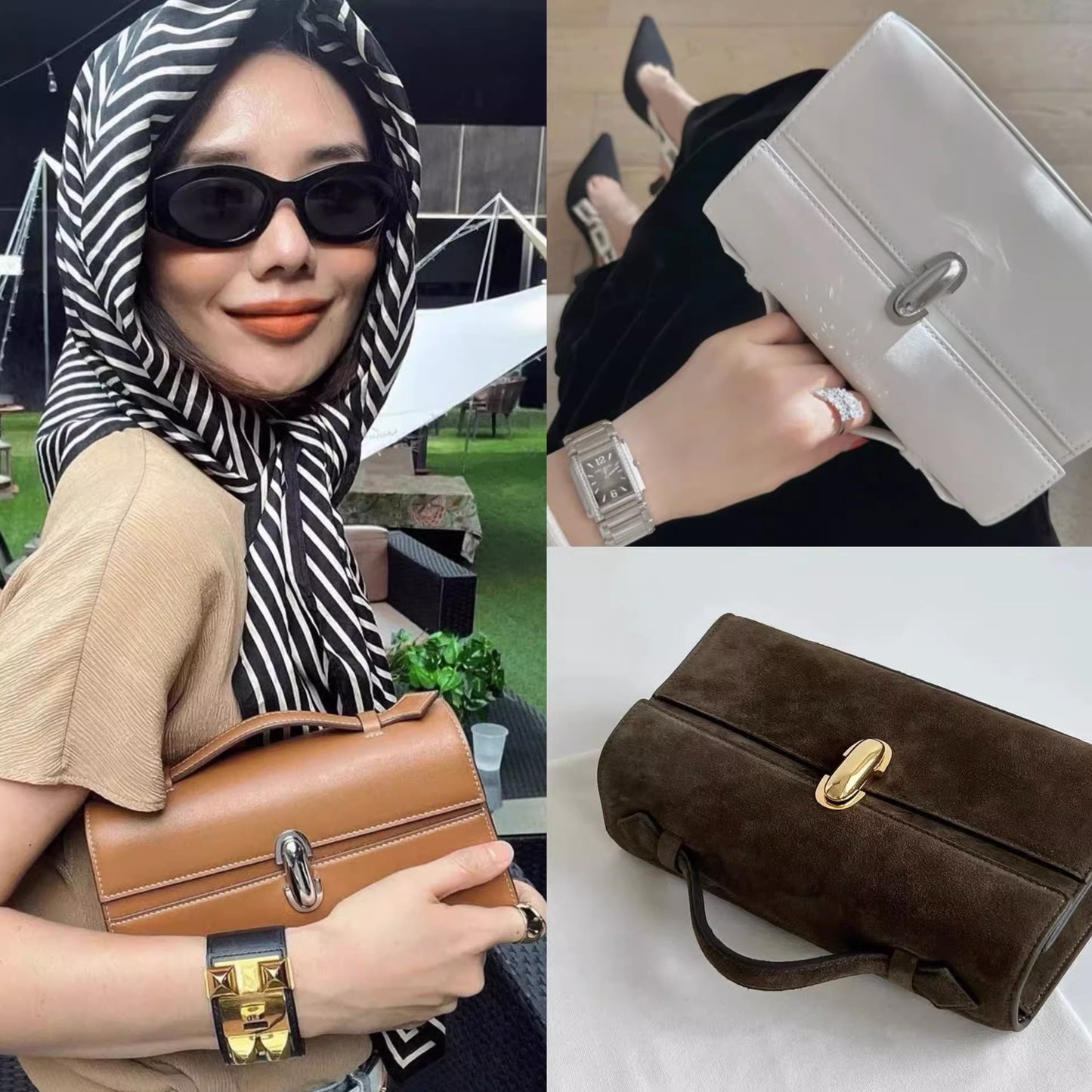 高品质savette手提包牛皮手拎小方包单肩斜挎包感手拿包一件代发