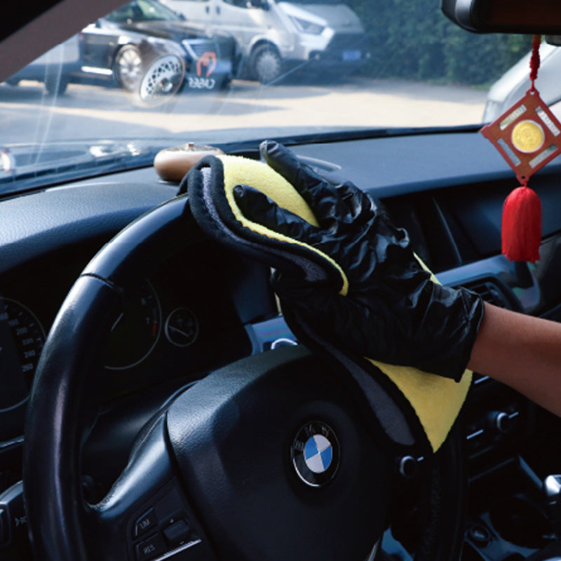 双面珊瑚绒高密洗车毛巾 收蜡擦车布加厚大号清洁吸水双面擦手巾
