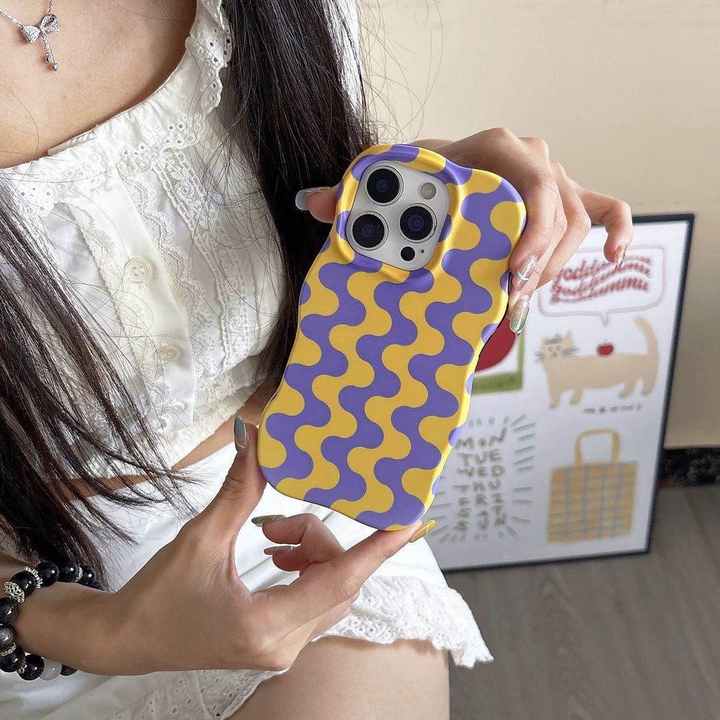 ins夏季条纹波浪形菲林二合一手机壳适用苹果17promax磁吸iPhone