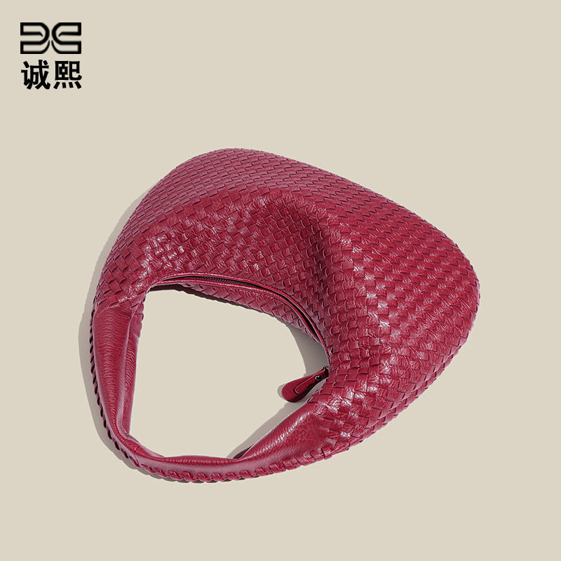 工厂定制LOGO编织包包高级感大容量饺子包跨境手拎单肩女包腋下包