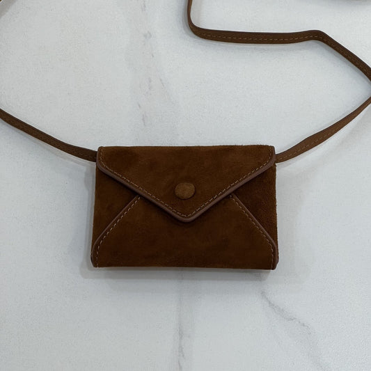 韩国hosa迷你真皮零钱包牛皮信封腰包磨砂麂皮小费包极简风口红包