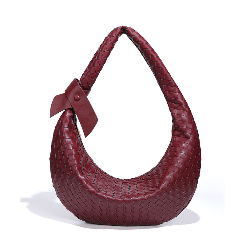 韩版新品大容量单肩斜挎女包时尚手工编织包包复古休闲潮流饺子包