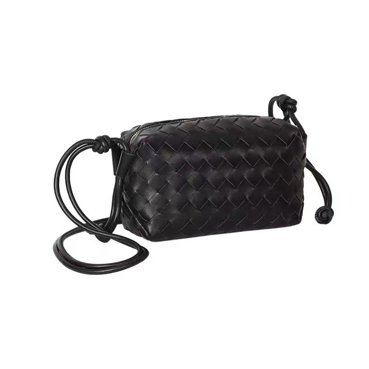 包包女2022新款真皮女包牛皮包包编织小方包饭盒包轻奢小包包潮牌