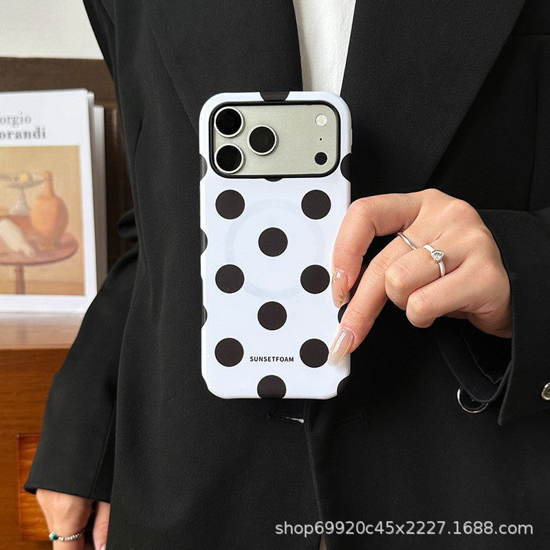 跨境个性波点适用苹果17Promax手机壳爆款iPhone16磁吸套15菲林壳