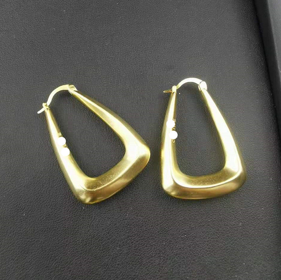 赛家新款几何耳圈重工耳坠简约时尚夸张金属感欧美耳饰U型耳环女