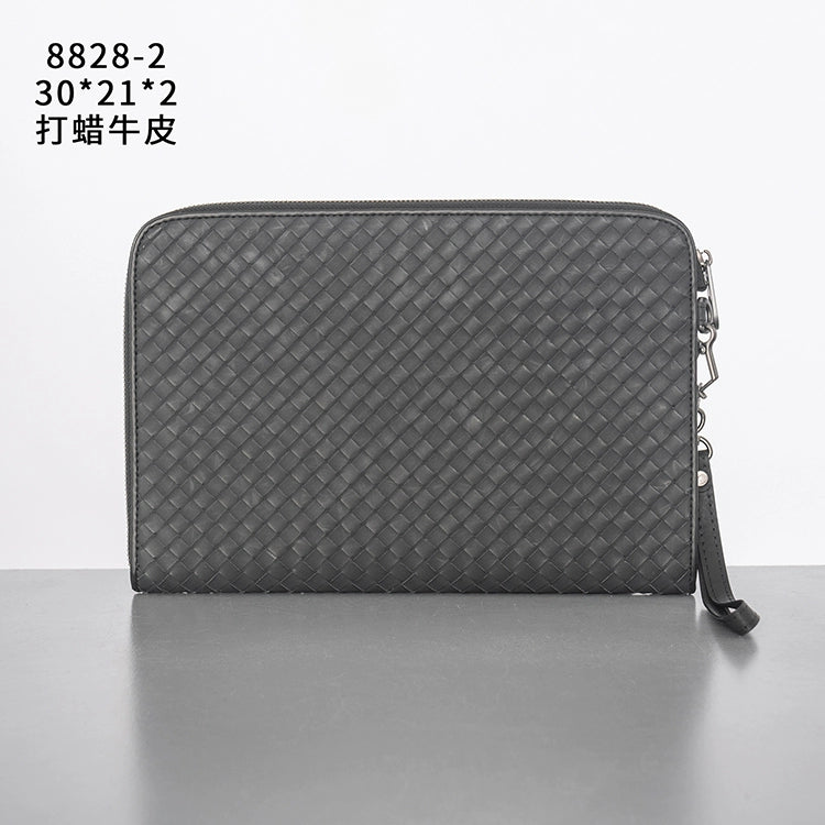 X&BV真皮男士手包商务休闲大容量信封包编织新款夹包潮牌手拿包男