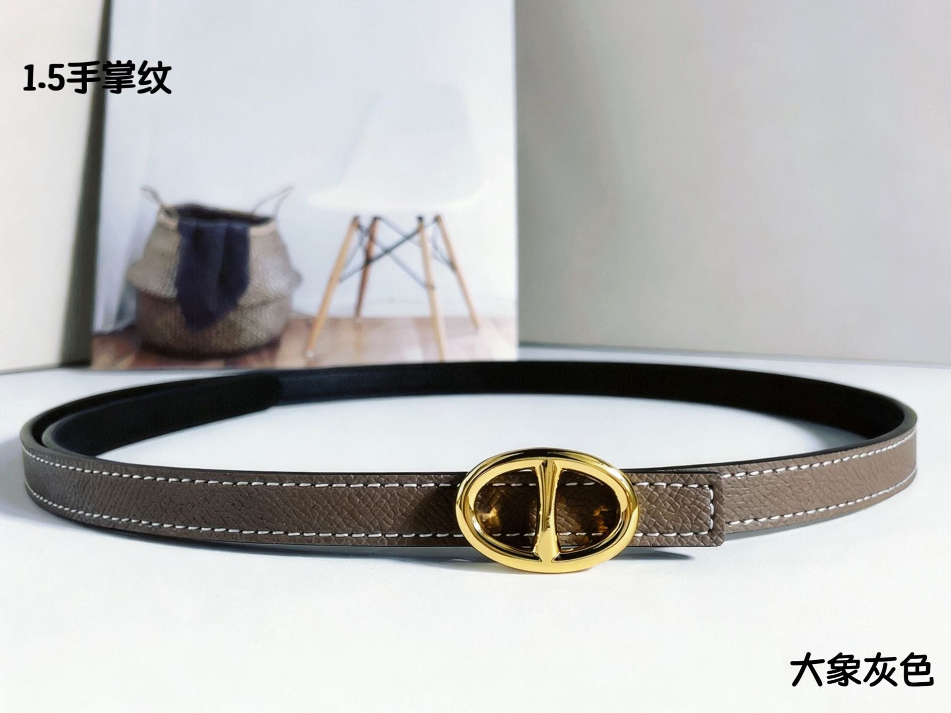 猪鼻子双面手掌纹细腰带女夏季装饰百搭连衣裙配牛仔裤腰带装饰