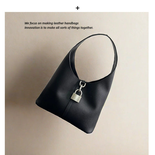 2024新款复古暗黑百搭简约机车锁扣包手提菜篮子包手拎小包潮品