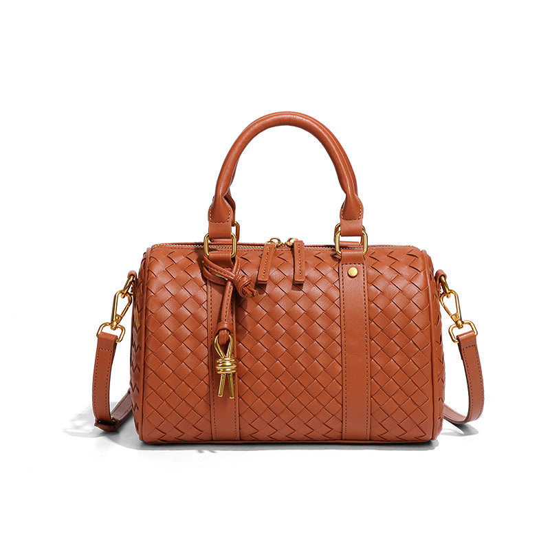 个性高级感复古手提包实用百搭单肩斜挎手工编织女包波士顿枕头包