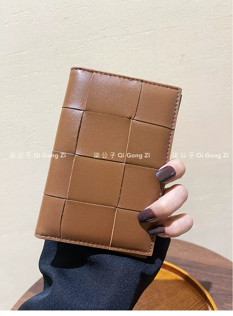 羊皮编织护照包女士简约机票护照收纳本保护套多功能证件卡零钱包