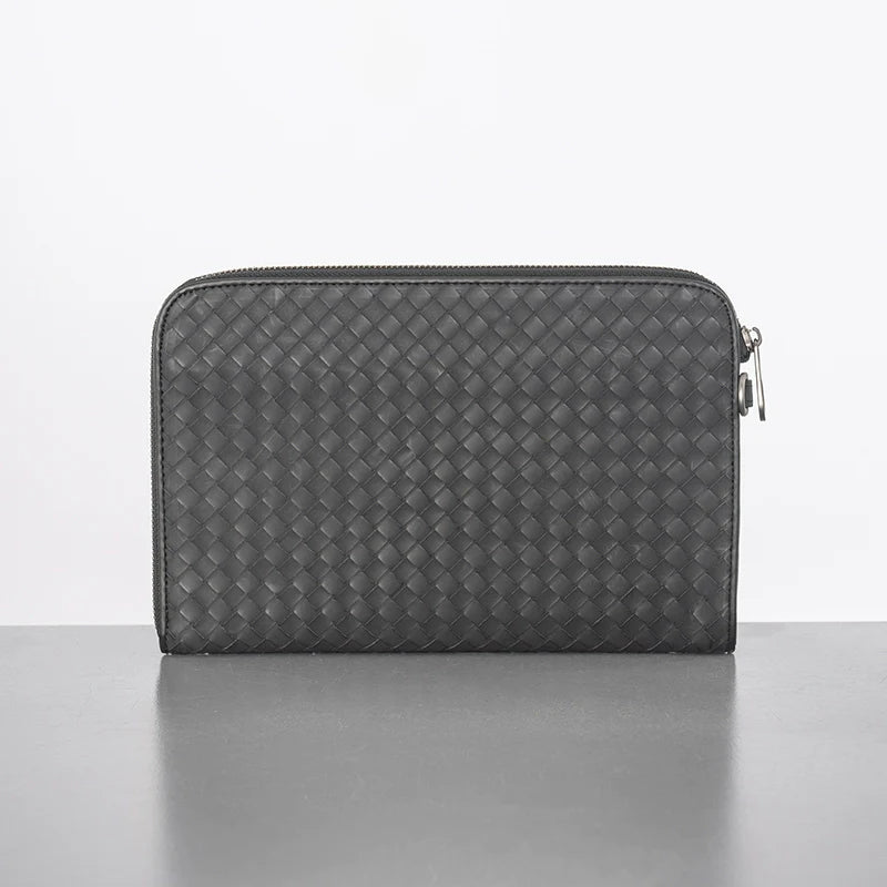 X&BV男士手包2021新款真皮手拿包男时尚潮牌休闲编织商务手拿包男