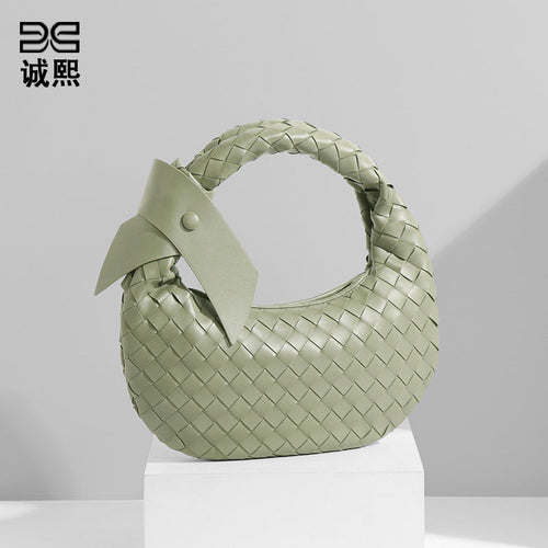 2024夏季女式新款饺子包贴标定制牛角编织包手提单肩包百搭腋下包
