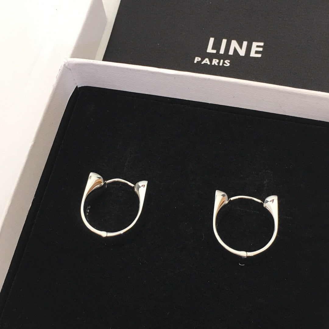 Celi家22新款U形耳环女高级感气质光面镀金港风气质耳扣