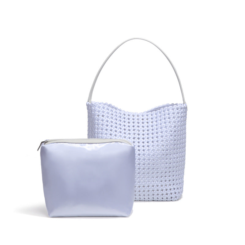 夏季新款手工编织包镂空风车结手提子母包高级感洋气单肩腋下女包