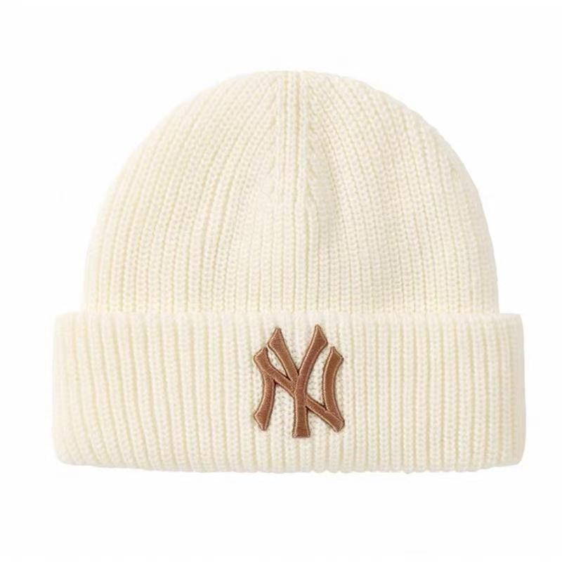 MLB毛线帽新款字母刺绣la冷帽男女情侣百搭秋冬季保暖纯色ny帽子