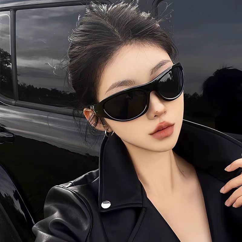 时尚猫眼发箍墨镜女网红出街凹造型高级感太阳镜防紫外线骑行眼镜