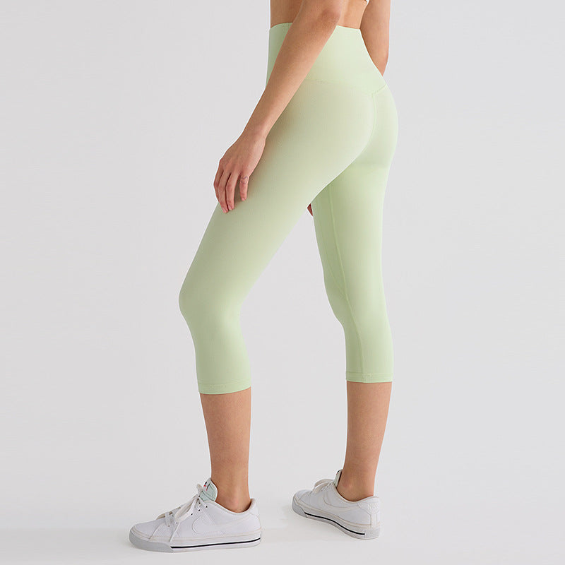 七分lulu瑜伽裤女高腰提臀弹力磨毛健身骑行裤吸湿速干运动紧身裤