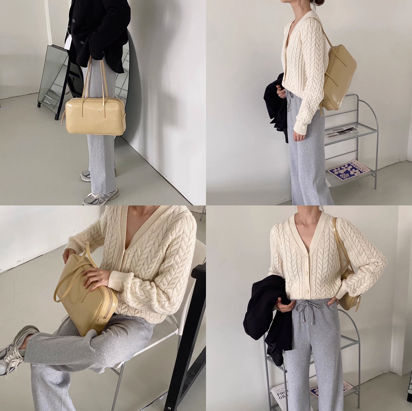 JK制服春夏高级感ins波士顿枕头包牛皮单肩斜跨大容量 无痕代发