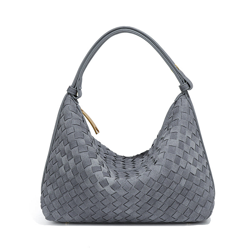 秋冬新品磨砂麂皮绒手拎饭盒包大容量高级感饺子包小众单肩腋下包