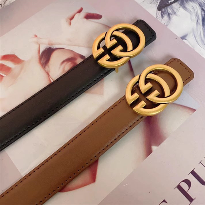 新款女士皮带真皮字母GG休闲时尚百搭腰带潮流牛仔裤腰带女款