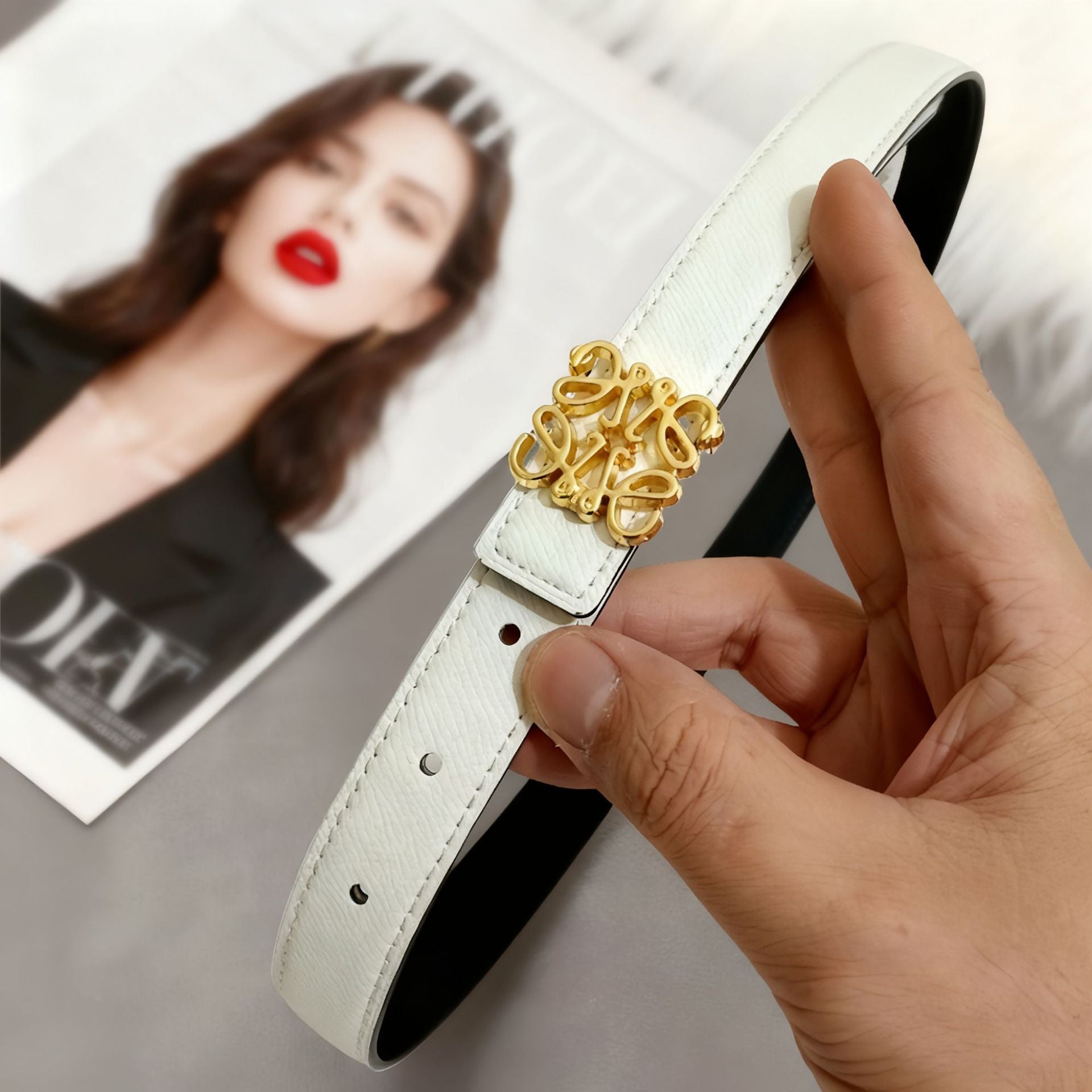 罗家2.5手掌纹女士真皮牛皮皮带时尚百搭配饰腰带牛仔裤腰带