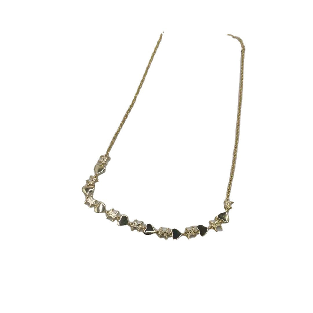 赛家21新款心形凯旋门项链女高级感气质颈链铜镀金光面爱心锁骨链