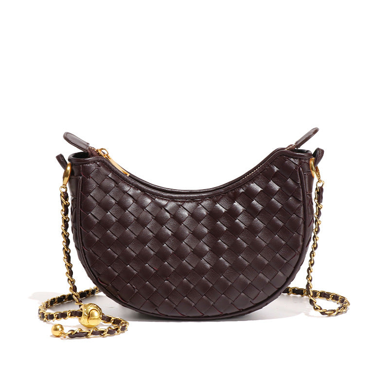 女包2025设计感月牙包新潮编织单肩包马卡龙新月包休闲斜挎月亮包