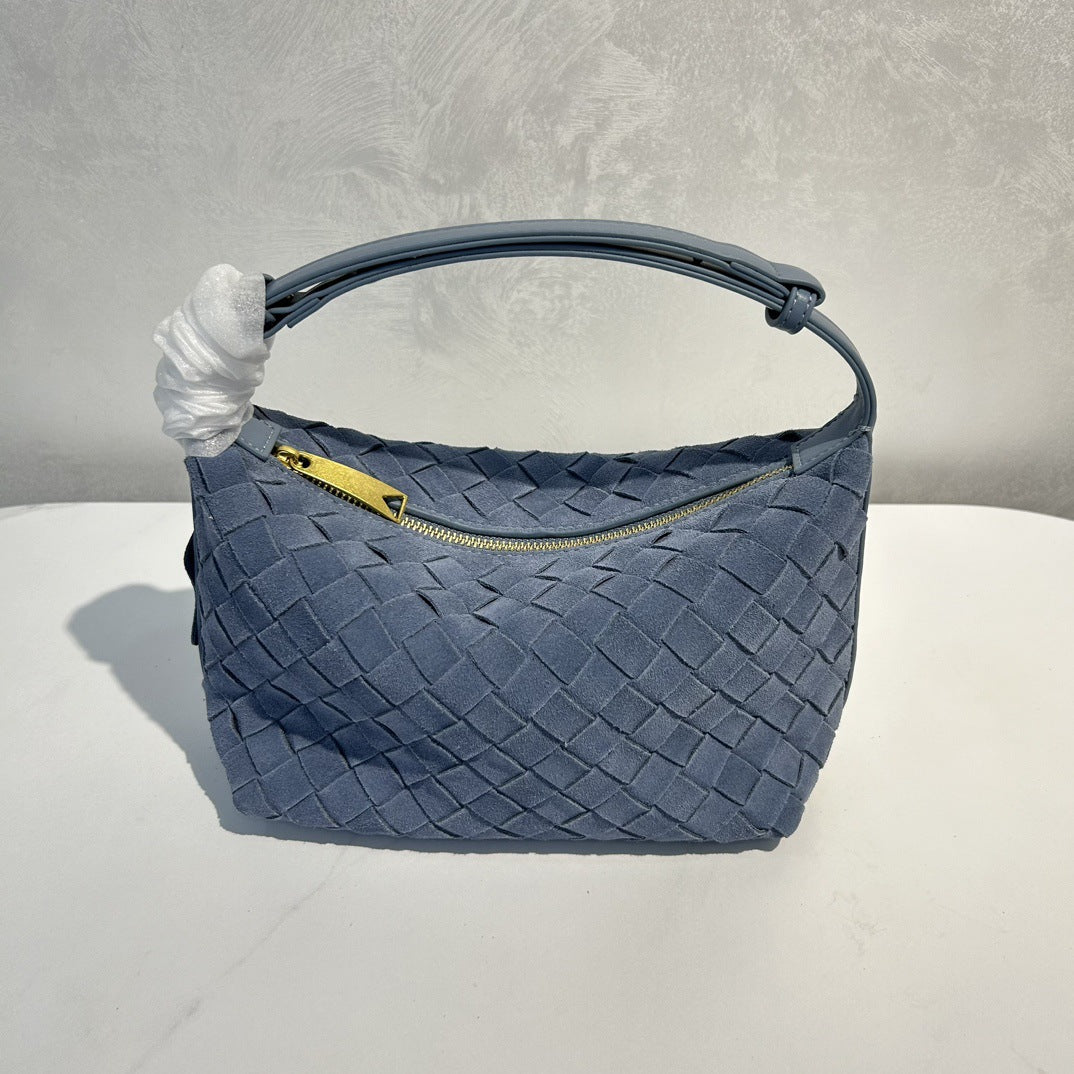 腋下包高级感真皮编织包24新款软皮包女手提手挽包百搭简约质感