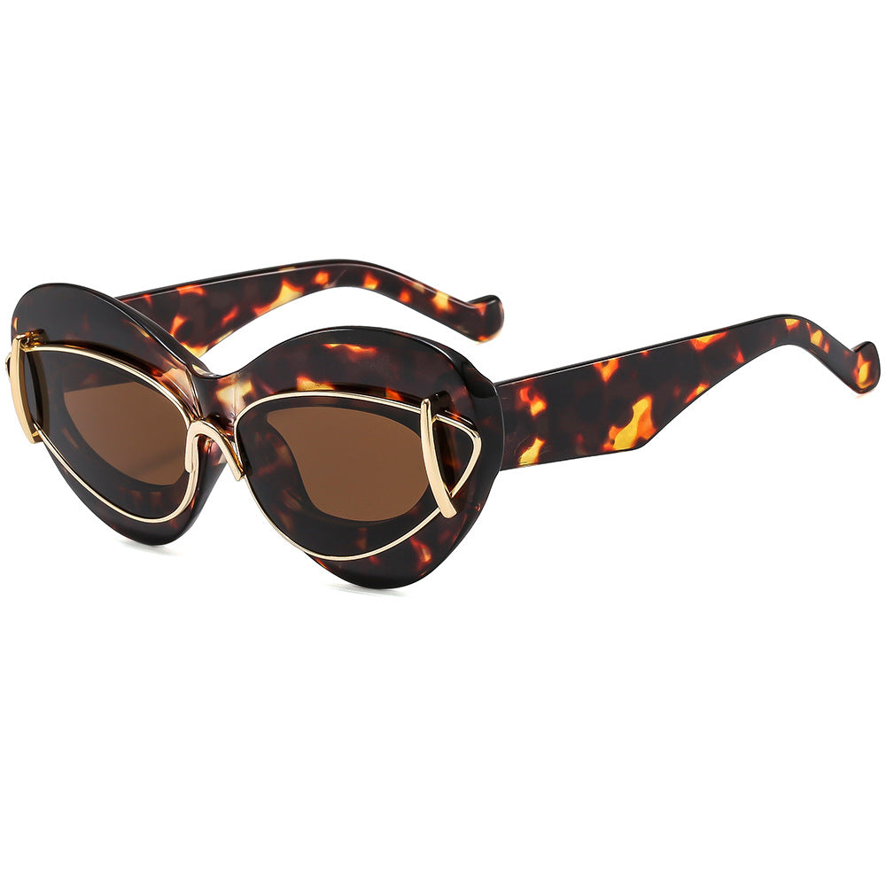 2024新款欧美轻奢墨镜时尚金属猫眼太阳镜网红sunglasses太阳眼镜