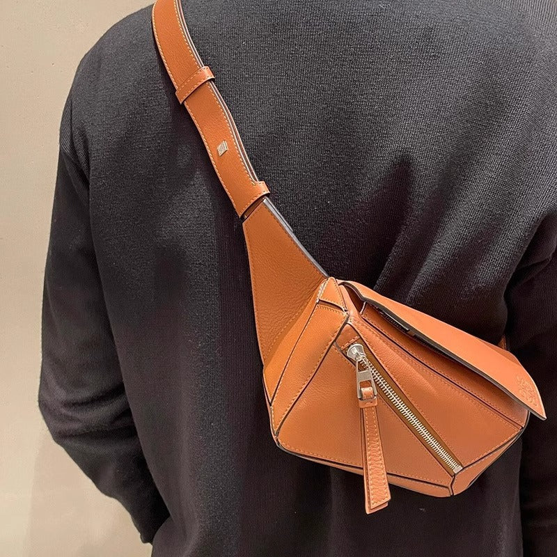 24新款经典Puzzle几何胸包真皮单肩斜挎男女包运动迷你牛皮腰包包