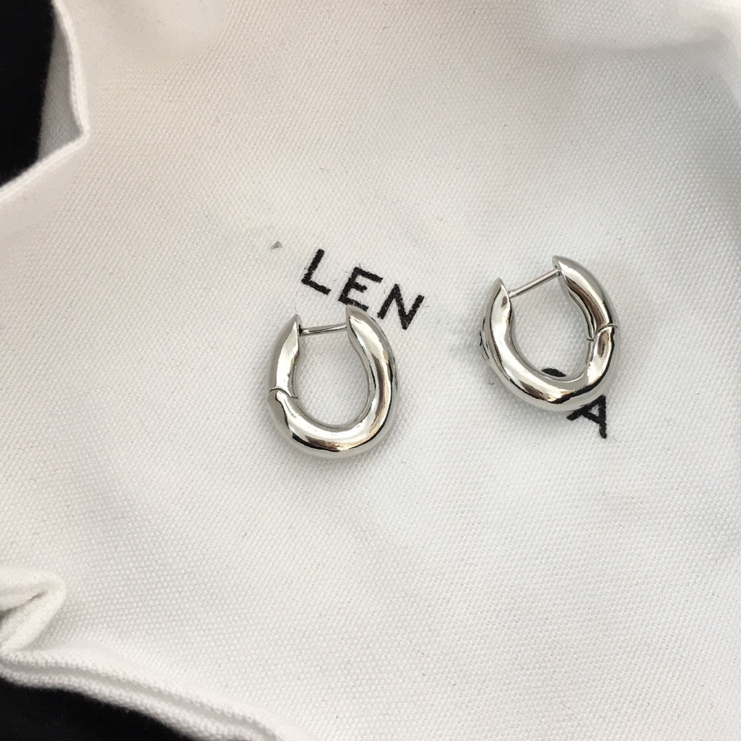 巴黎家21新款几何U形耳环女高级感极简风气质光面环形不规则耳钉