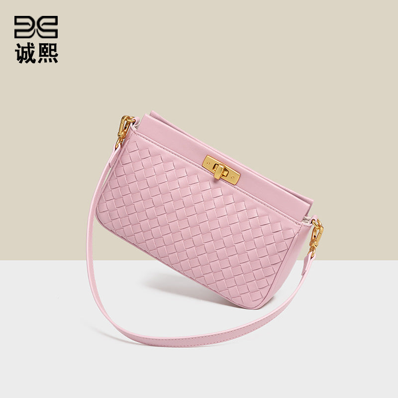 外贸批发初春新款手拎女包时尚休闲手工编织包约会百搭单肩腋下包