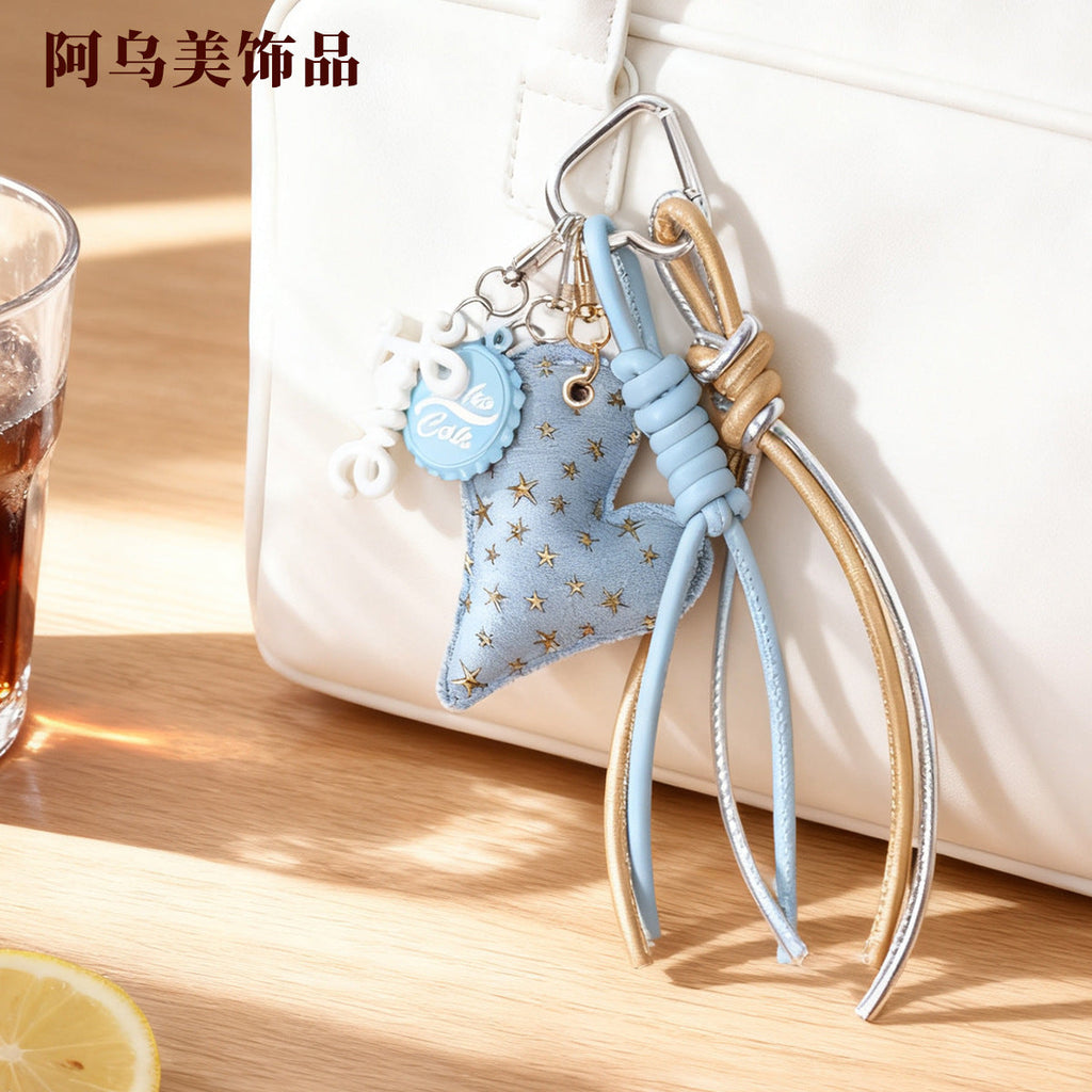 原创miu系牛仔桃心包挂钥匙多元素极繁主义包包挂件挂饰个性包挂
