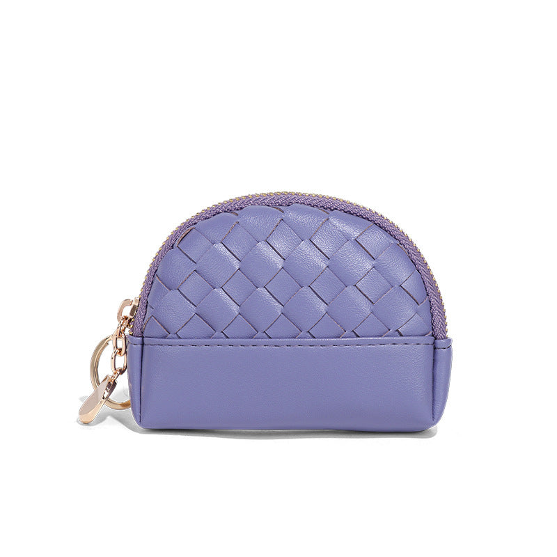 2025新款女包手工编织女钱包简约零钱包钱夹PU皮革小拉链化妆包包