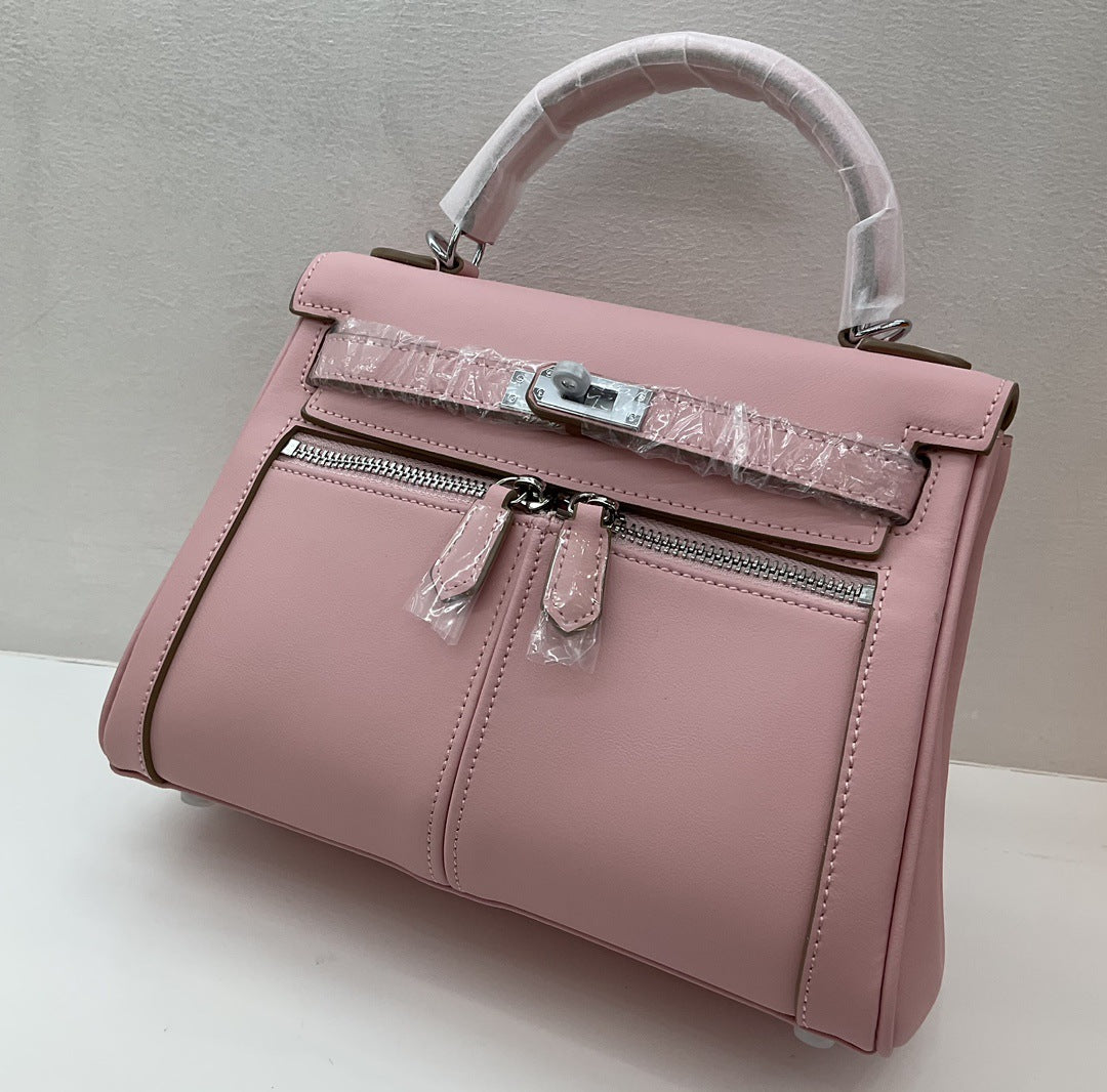 Swift皮 双口袋凯莉 lakis女高级感大容量手提包百搭通勤单肩斜挎