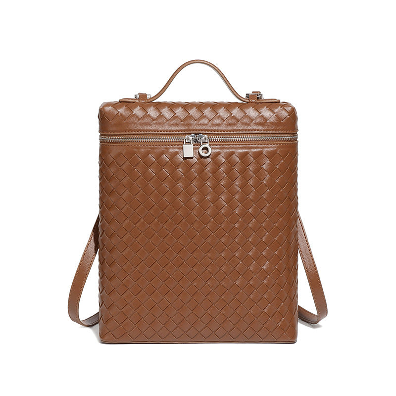 工厂定制时尚手工编织包潮流大容量通勤百搭双肩包旅行男女士背包