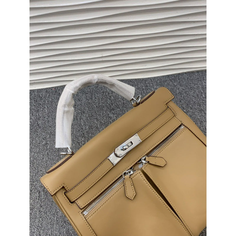 大牌仿牌新款swif双肩带凯莉包牛皮女包单肩斜挎手提包包一件代发