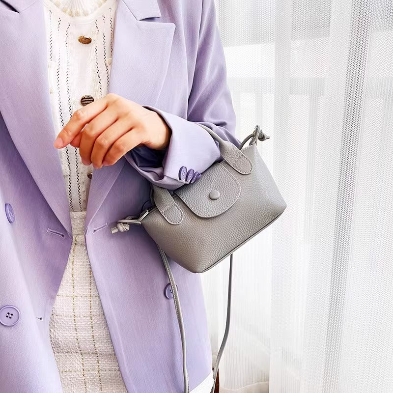 TOGO头层牛皮迷你饺子包包女ins质感单肩包手提手机包真皮斜挎包