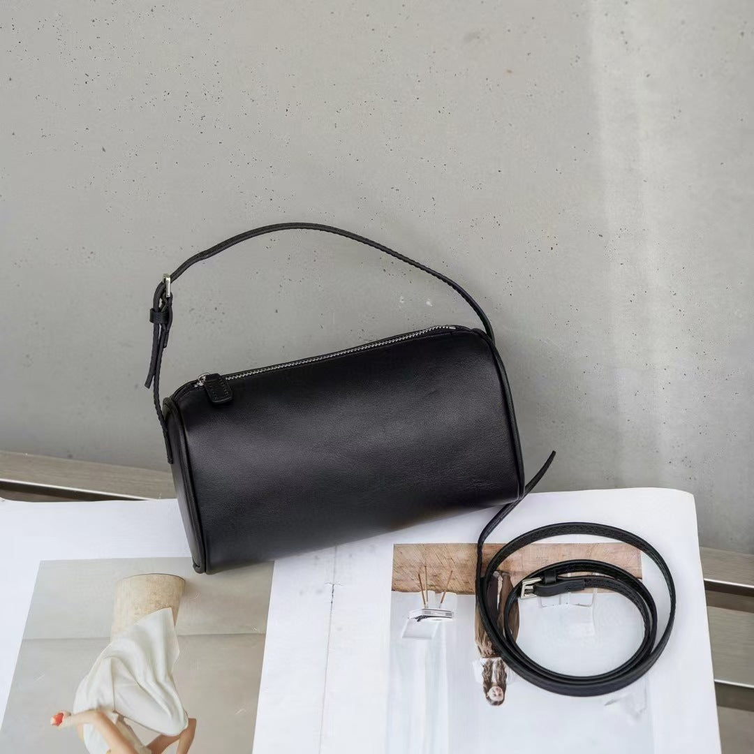 25秋冬90'S同款笔袋迷你小包圆筒笔袋包女士羊皮休闲百搭手提包