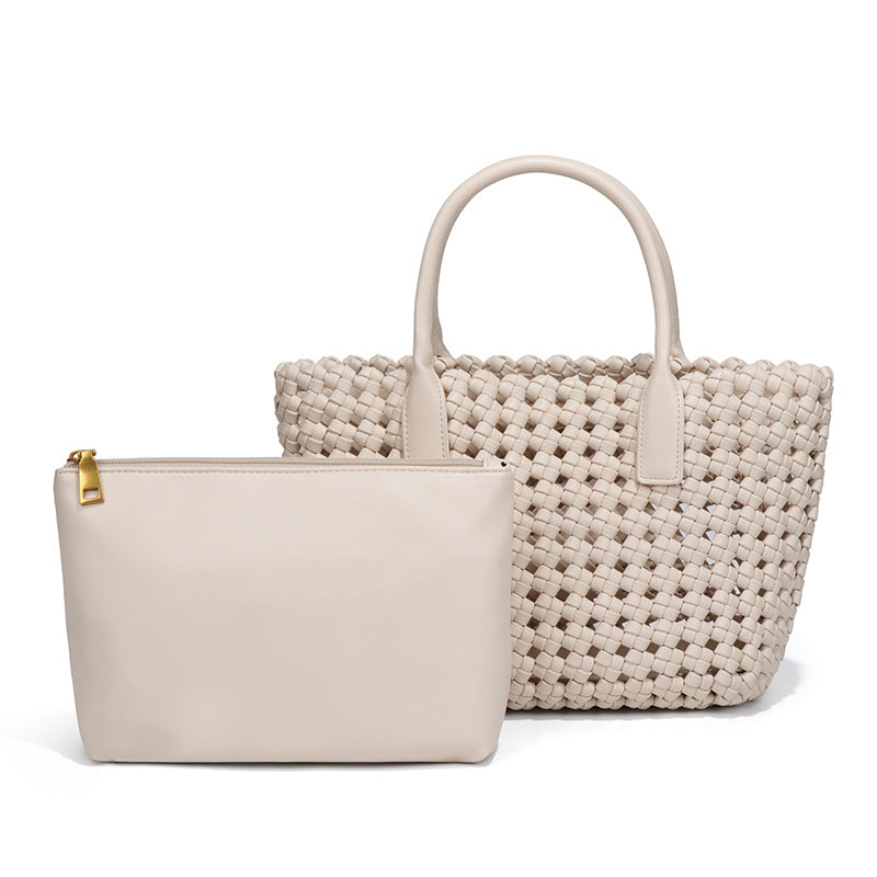 跨境高级感菜篮子女包手工编织包风车结手提包时尚百搭子母托特包