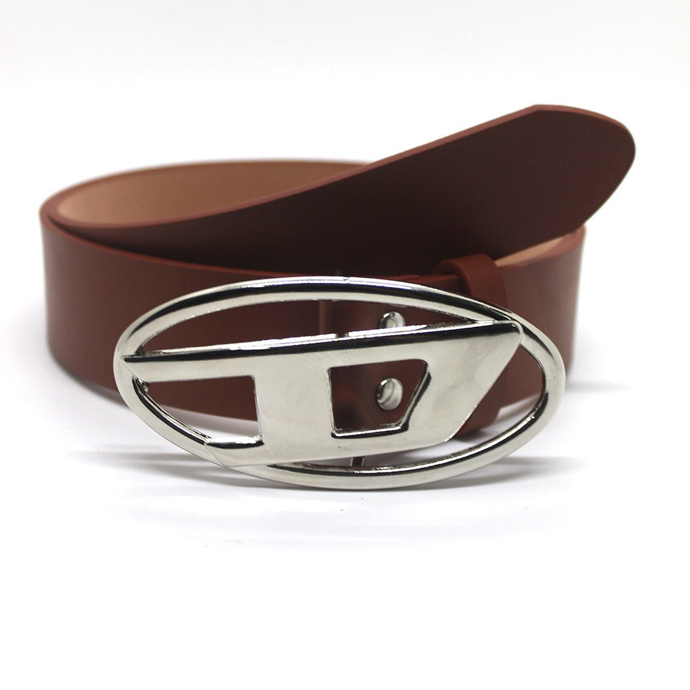 美式复古银色扣D字母腰带男女通用百搭装饰连衣裙牛仔裤皮带工厂