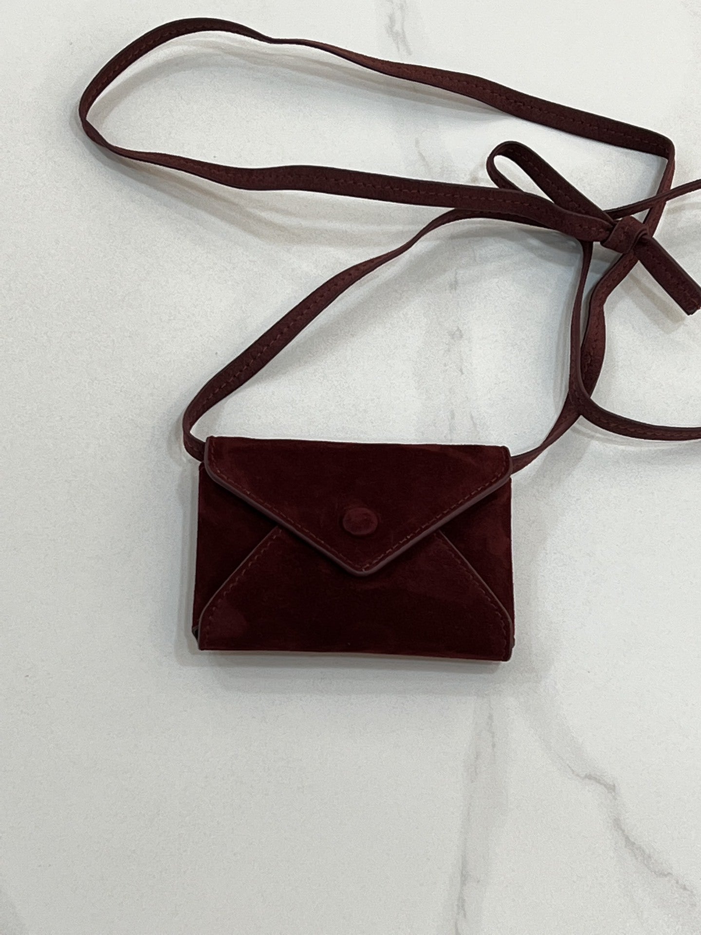 韩国hosa迷你真皮零钱包牛皮信封腰包磨砂麂皮小费包极简风口红包