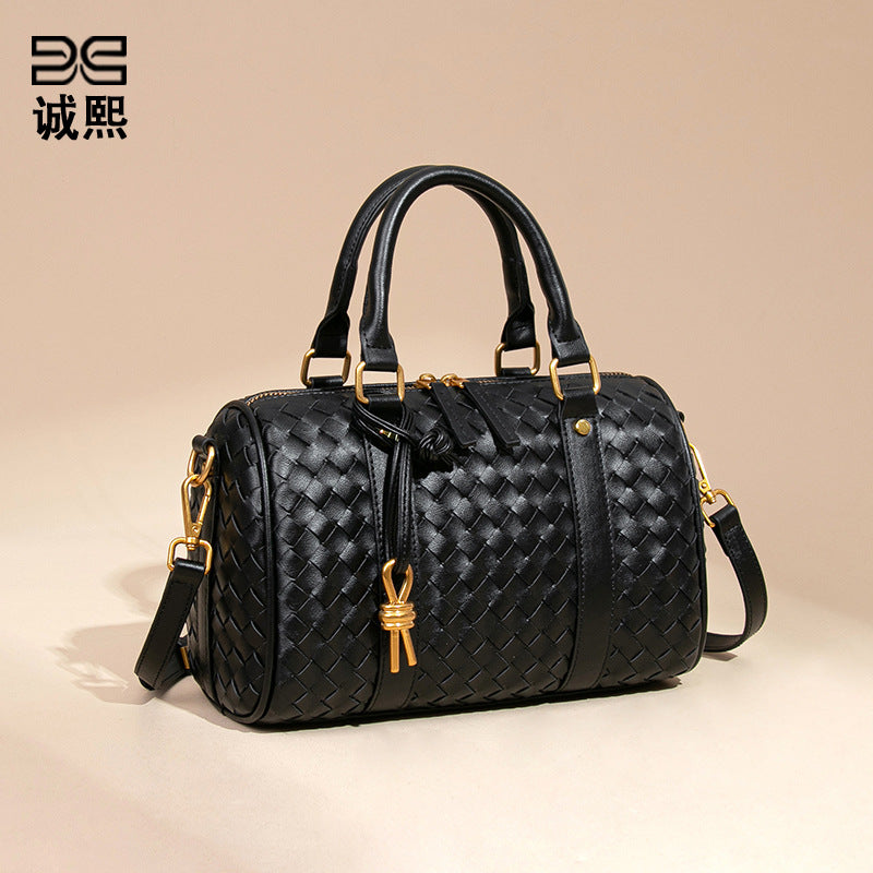 个性高级感复古手提包实用百搭单肩斜挎手工编织女包波士顿枕头包