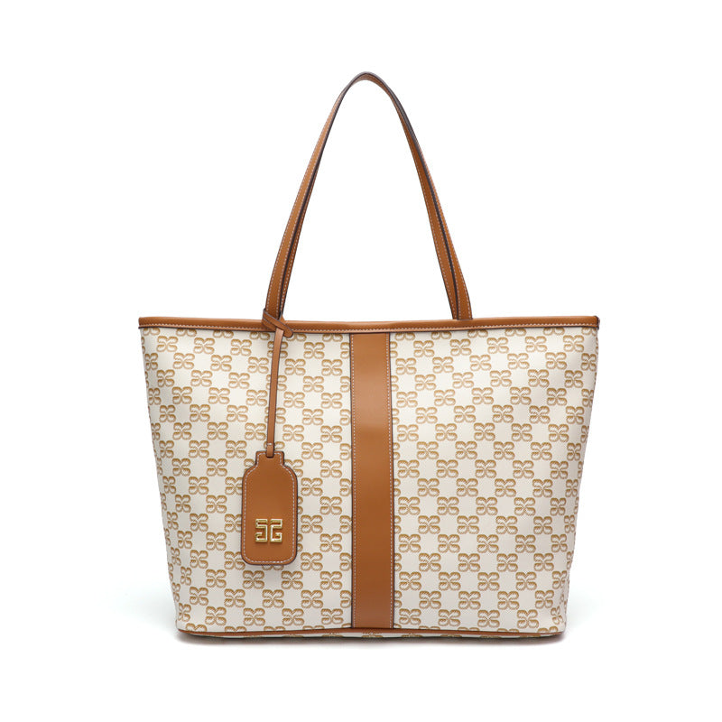 高级感大容量老花手提托特包时尚潮流大容量购物袋休闲单肩腋下包