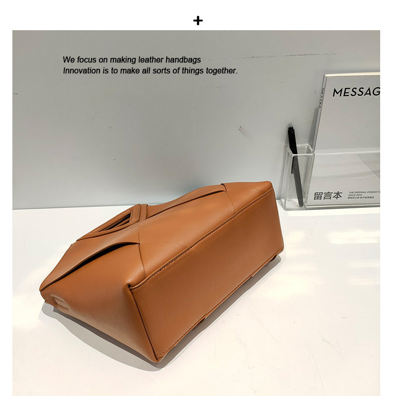 2024新款真皮女包小众轻奢手提编织包时尚高级感大容量单肩斜挎包