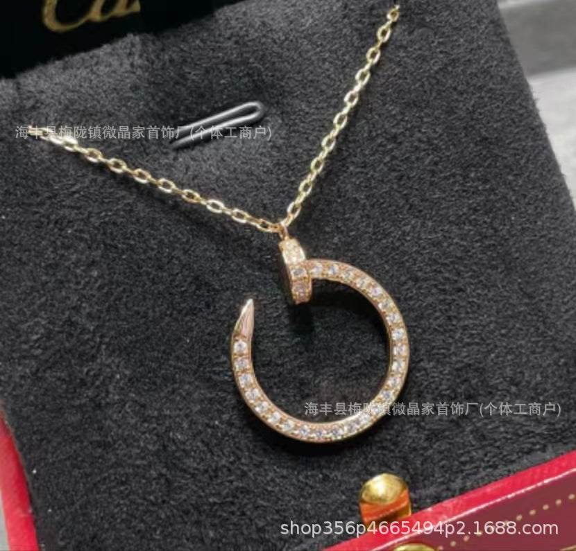 高版本卡家满钻钉子项链女潮流轻奢名媛同款高级感锁骨链厂家直销