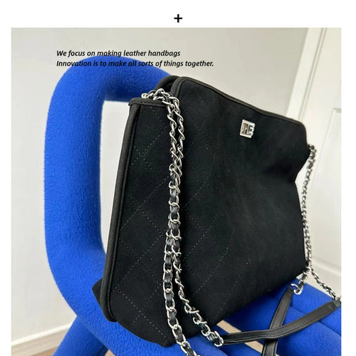 2023秋冬新款小香包复古磨砂皮大容量链条托特包单肩斜挎大包